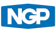 Logo of NCP in blue letters with shadow effect.