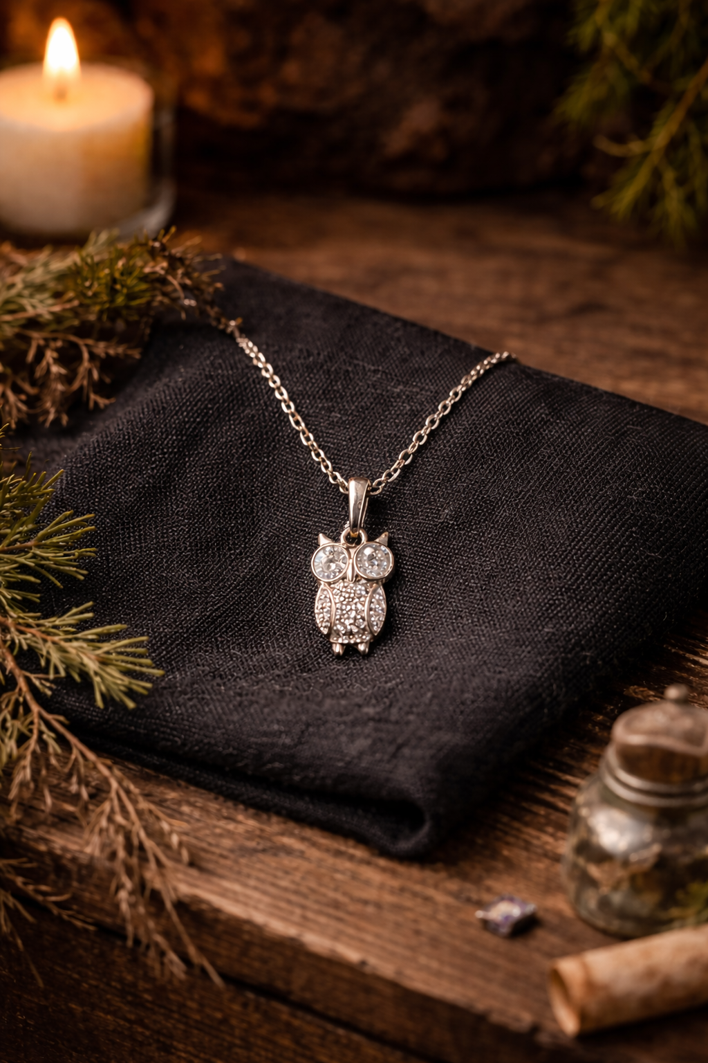 Owl Pendant Sterling Silver