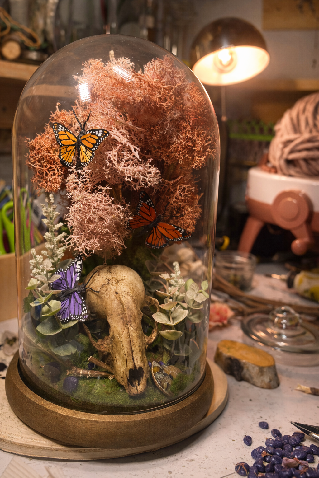 Skull Terrarium: Racoon Skull - 9.5"