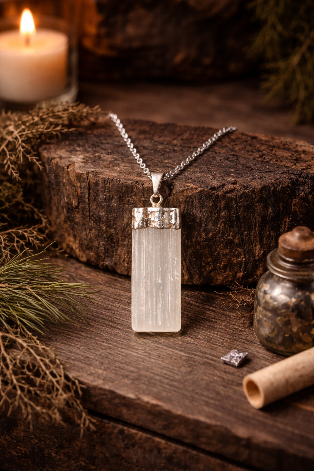 Selenite Sterling Silver Pendant