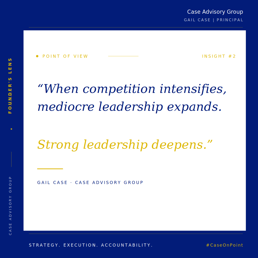 When Competition Intensifies, Mediocre Leadership Expands. Strong Leadership Deepens.
