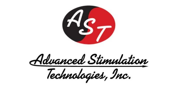 Company logo for Advanced Stimulation Technologies, Inc., featuring a red and black circle with 'AST' initials and the company name written below in black cursive font.