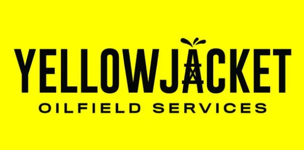 Logo for Yellowjacket Oilfield Services with yellow background and black text.