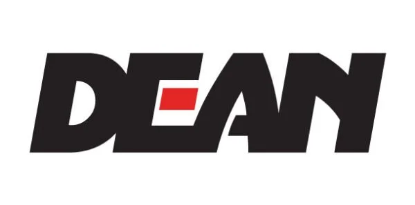 Dean logo with bold black letters and a red underline on the letter D.