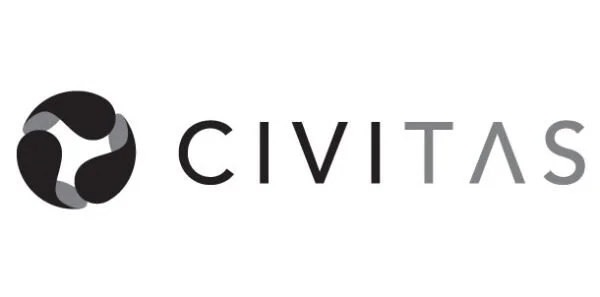 Civitas logo with black, white, and gray circular emblem and text reading 'Civitas'