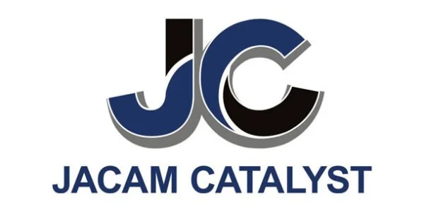 JACAM CATALYST logo with stylized 'JC' initials above the company name in blue and black.