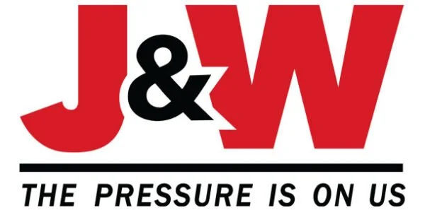 J&W logo with the tagline 'The pressure is on us' in black text.