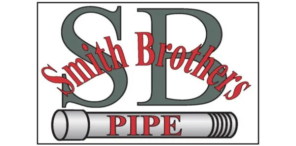 Logo for Smith Brothers Pipe featuring large green initials 'S' and 'B', the name 'Smith Brothers' in red text across the initials, and an illustration of a pipe at the bottom with the word 'PIPE' in red.