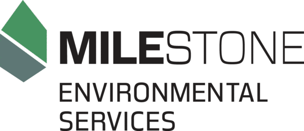 Milestone Environmental Services logo with geometric green and teal shapes and bold black text.