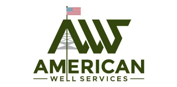 Logo for American Well Services with a stylized 'AWW' and an American flag on top.