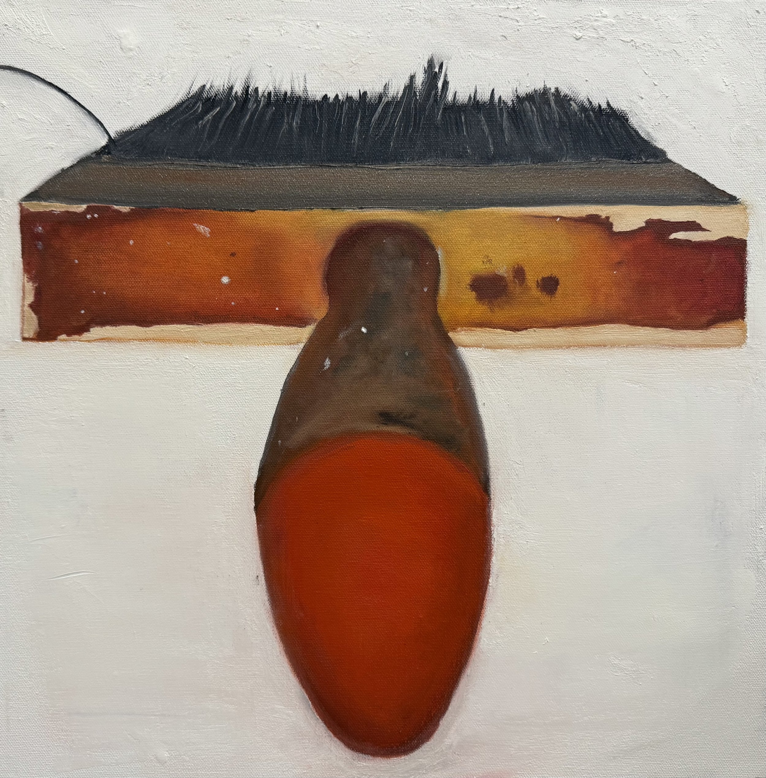 Red Tipped Brush 2 of 2, 2025. Oil on canvas. 18" x 18" inches (45.72" x 45.72").