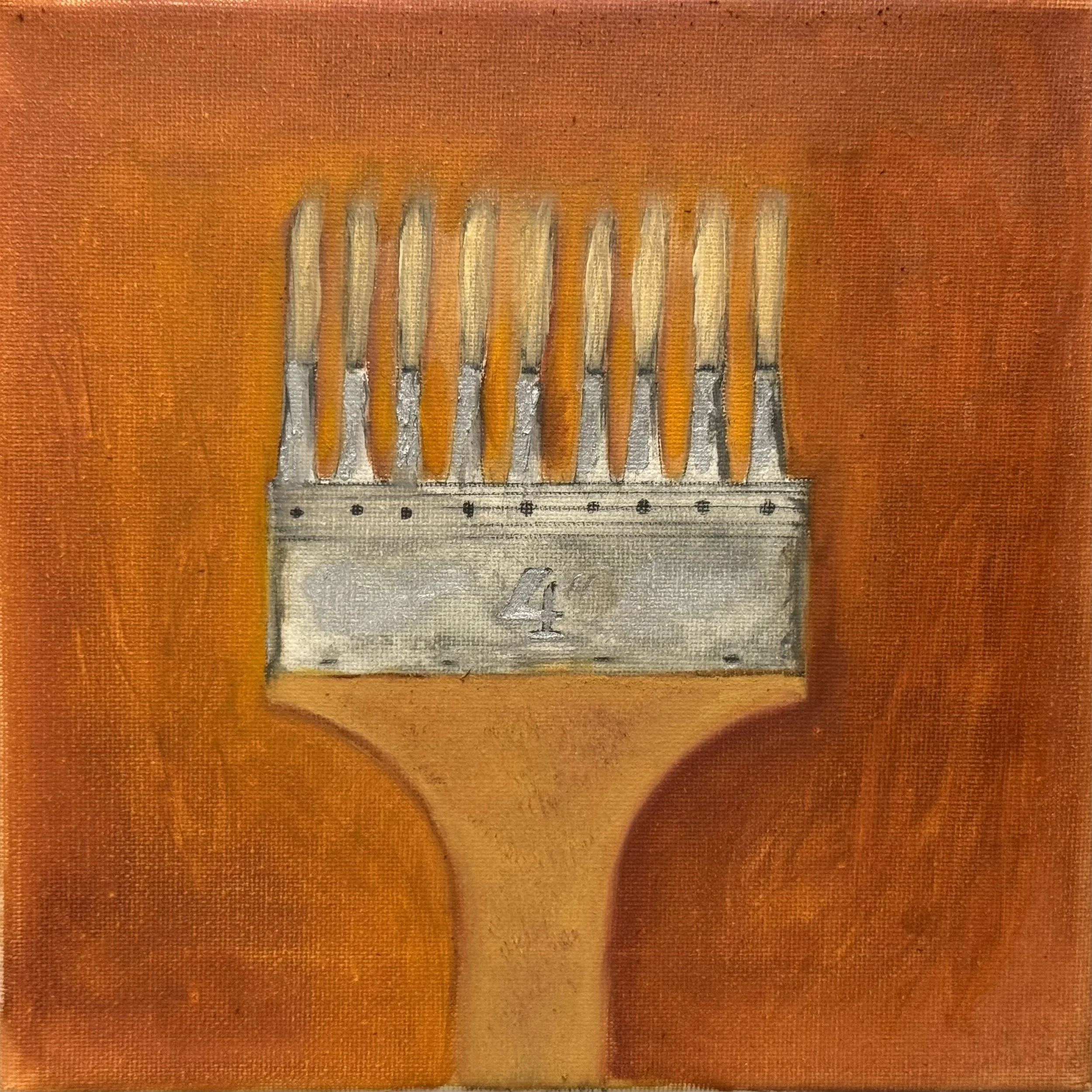 Pipe Grainer No. 4, 2025. Oil and graphite on canvas. 8" x 8" inches (20.32" x 20.32" cm)