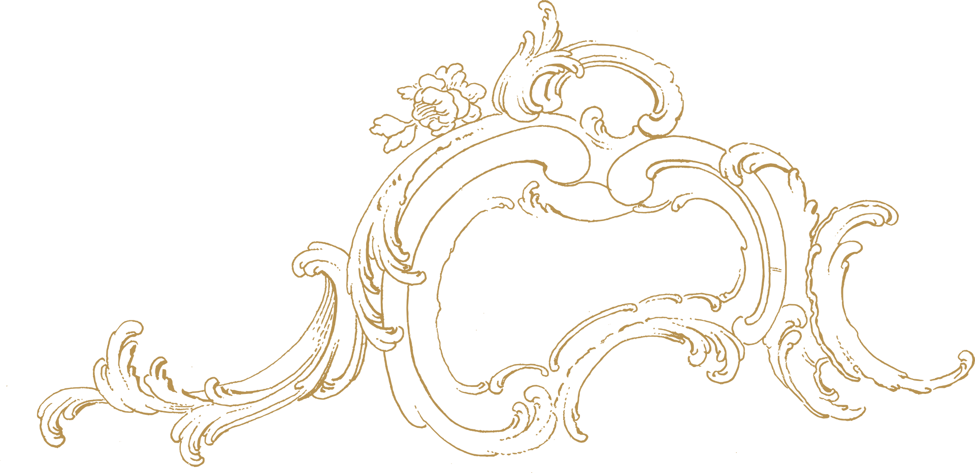 Elegant gold ornamental swirl design on a black background.