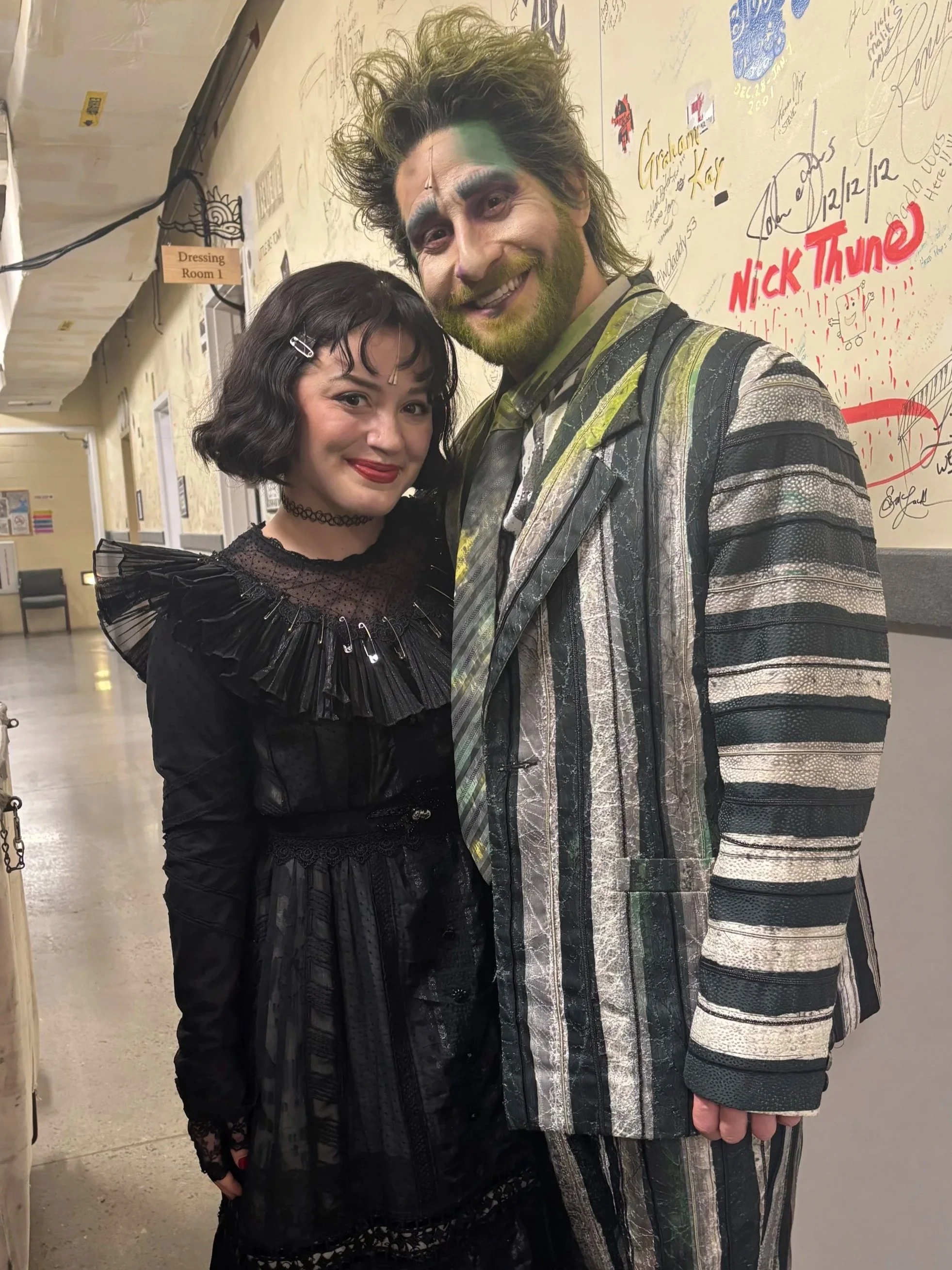 Sophie Aknin as Lydia in Beetlejuice The Musical on Broadway with Marc Ginsburg