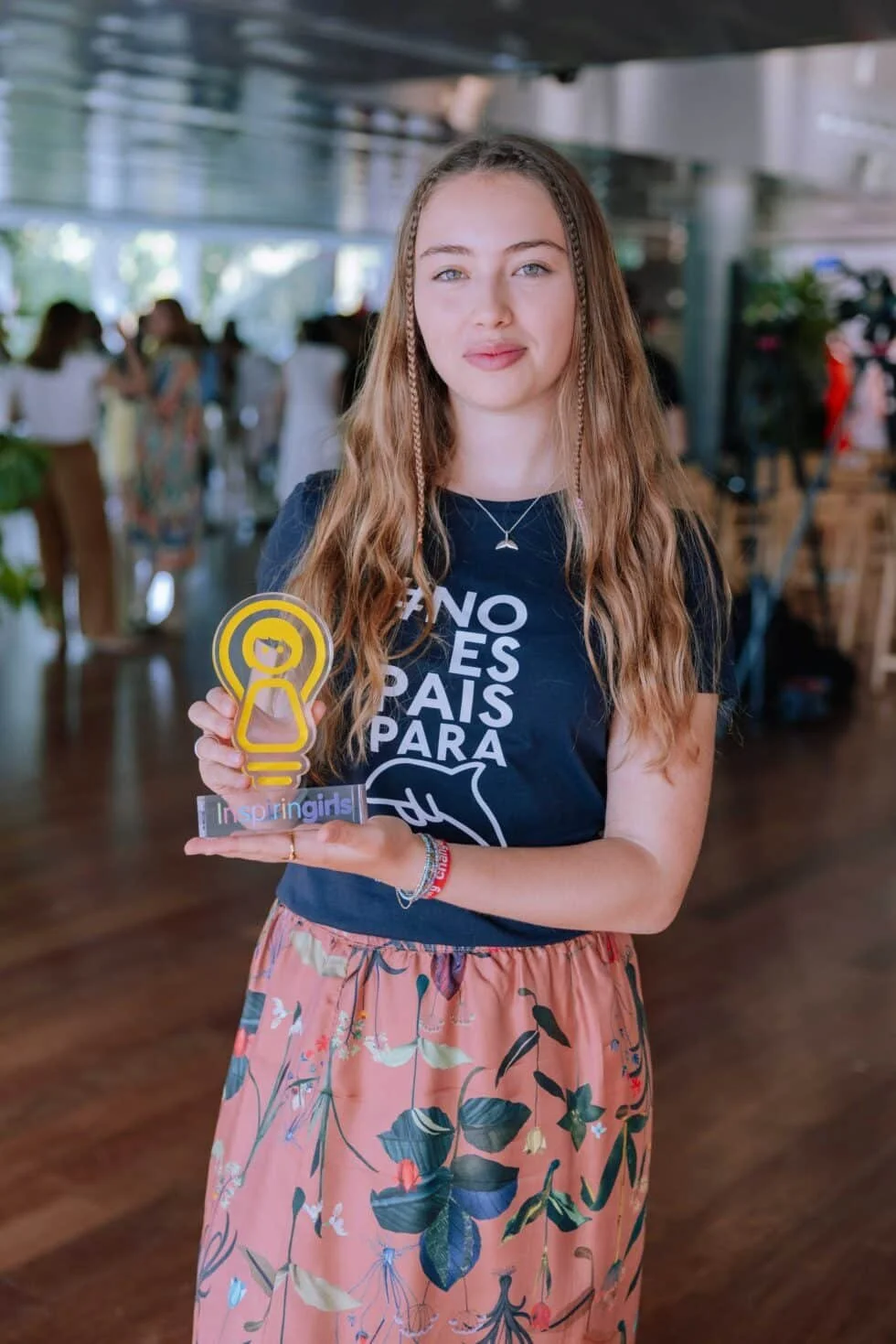 Environmental youth activist Olivia Mandle receiving the Inspiring Girls of the Year award