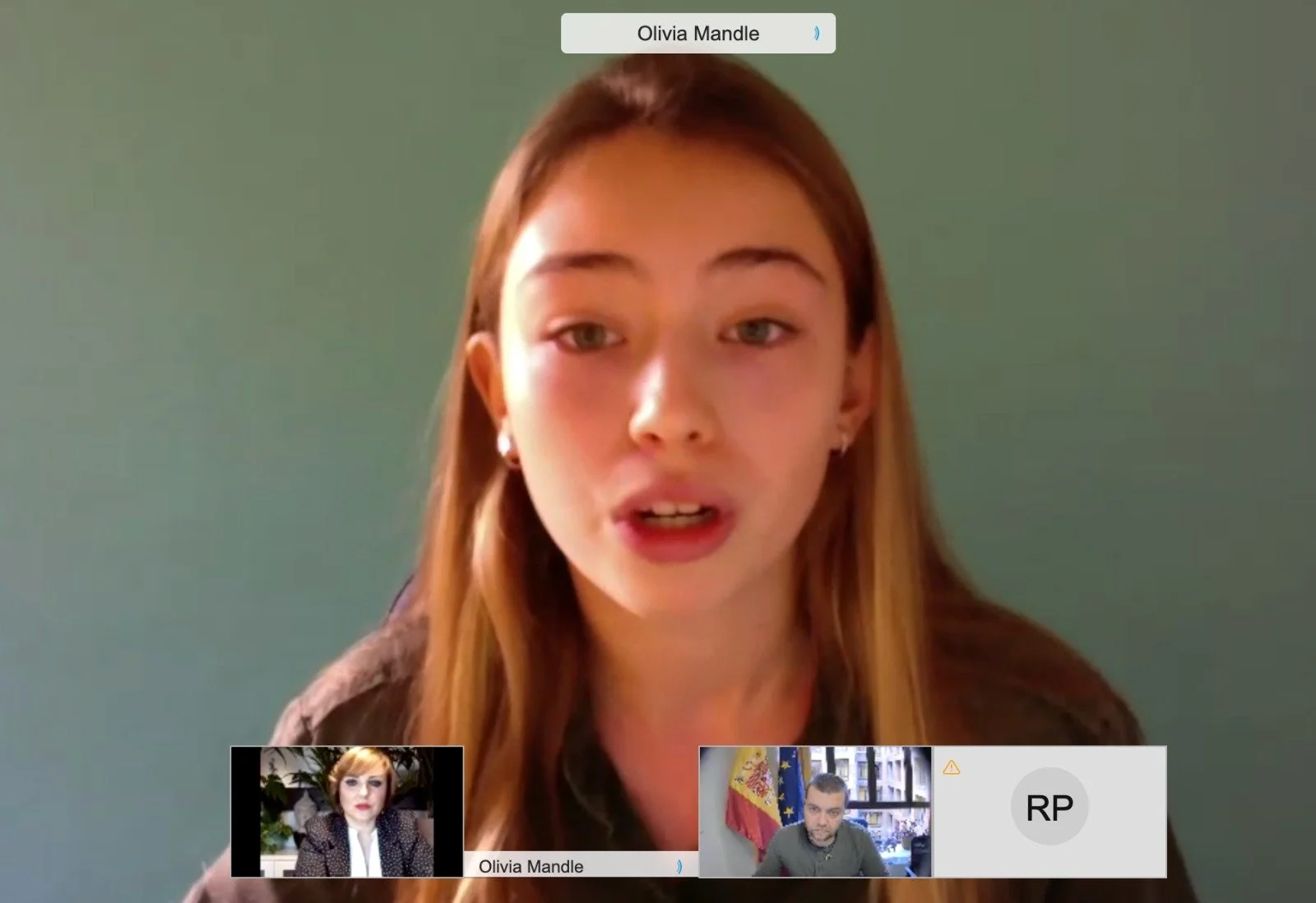 Environmental youth activist Olivia Mandle on a video call with Jane Goodall