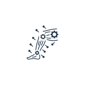 A cartoon drawing of a breaking bone with surrounding jagged lines indicating it is fractured.