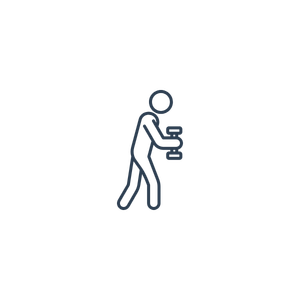 An icon of a person pushing a shopping cart.