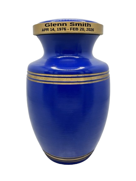 Classic Engraved Urn – Blue & Gold