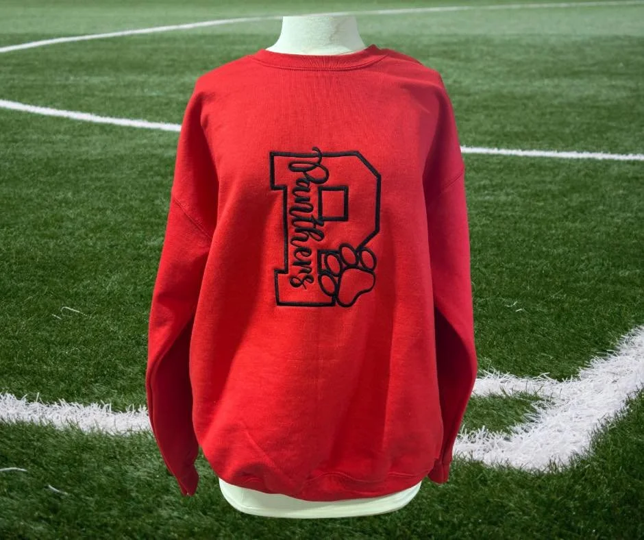 Red Gildan Embroidered Sweatshirt OLP Panthers