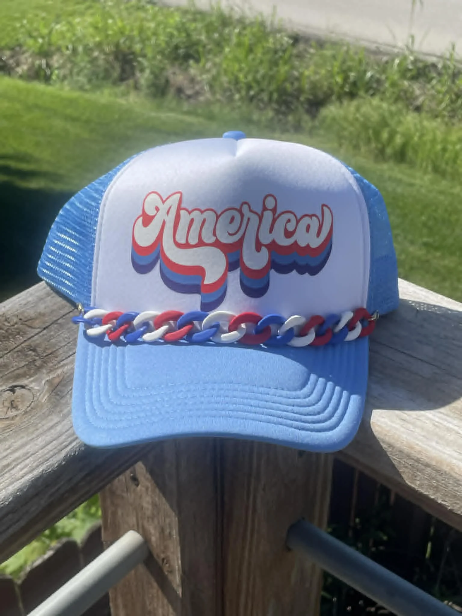 America Blue/White Trucker