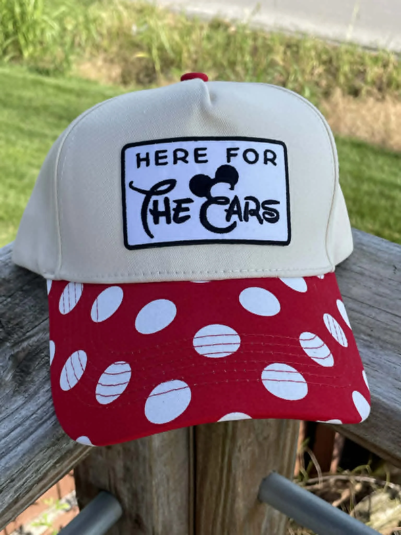 Here for the Ears Red Polka Dot Canvas Snapback