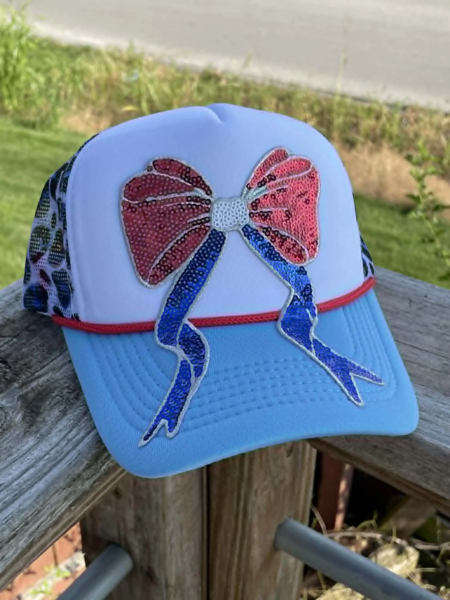 Patriotic Bow Leopard Hat