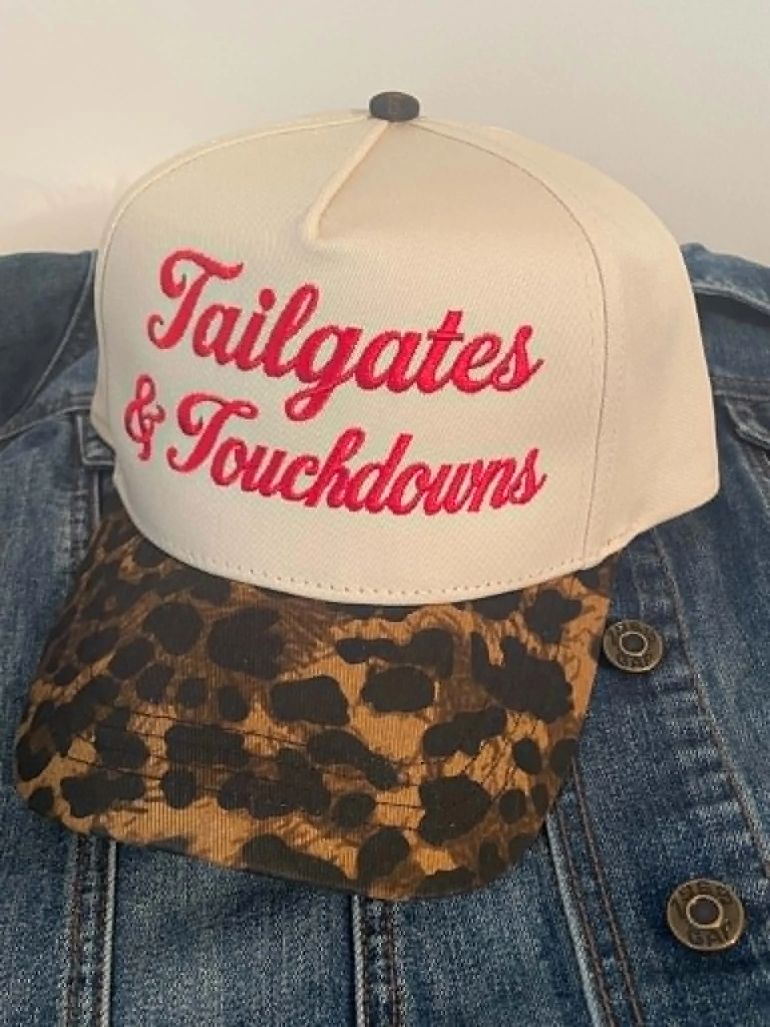 'Tailgates & Touchdowns' Leopard Print Cap