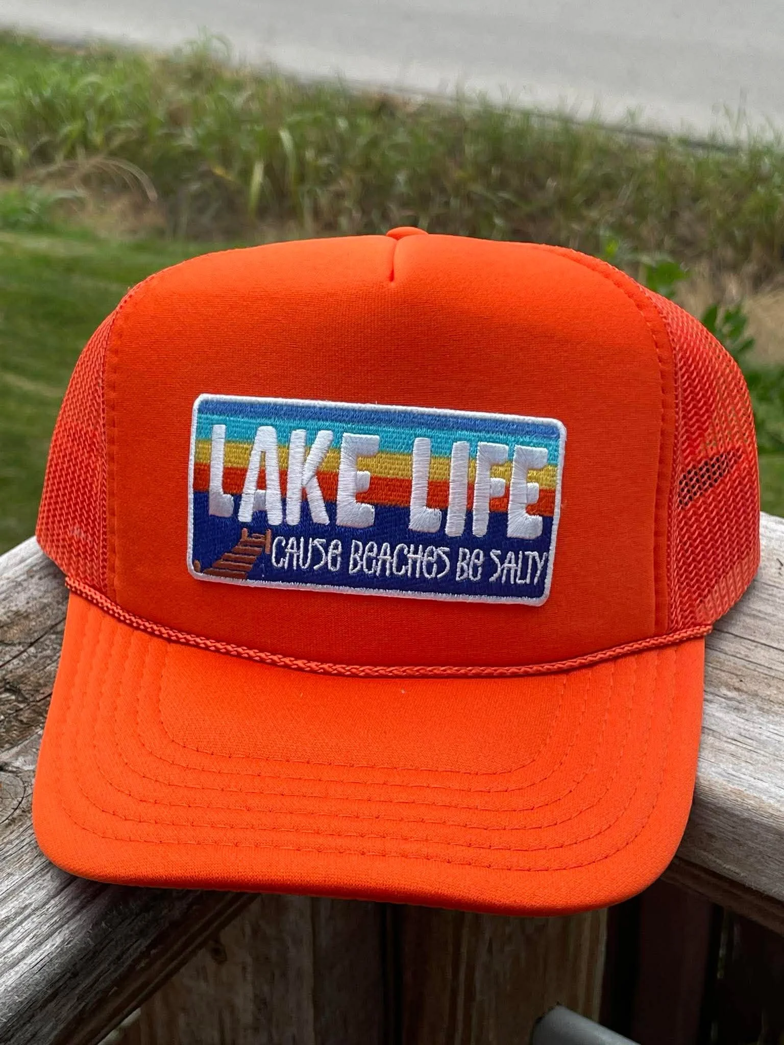 Lake Life Trucker Hat - Vibrant Orange