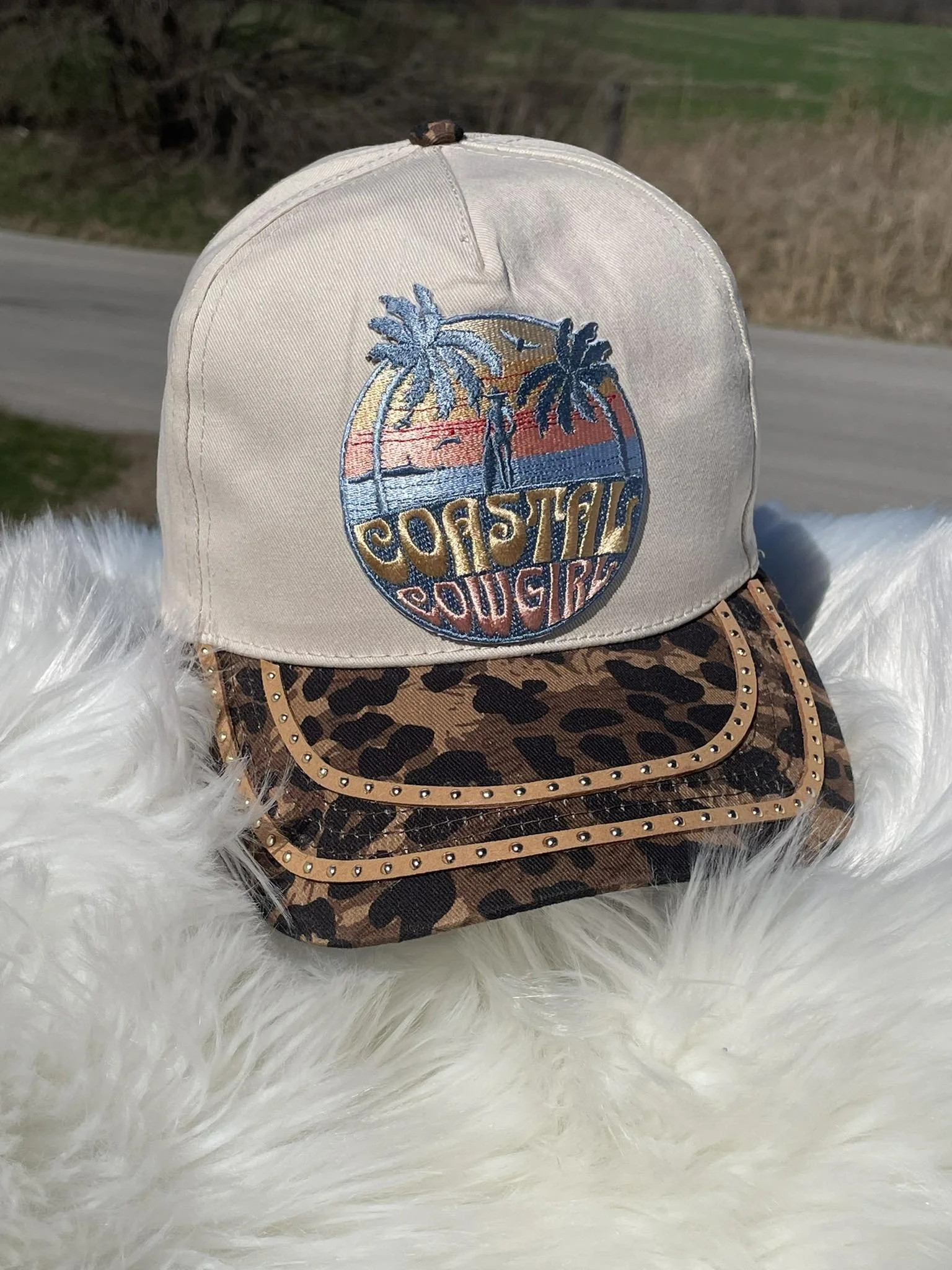 Coastal Cowgirl on Canvas Leopard Baseball Hat