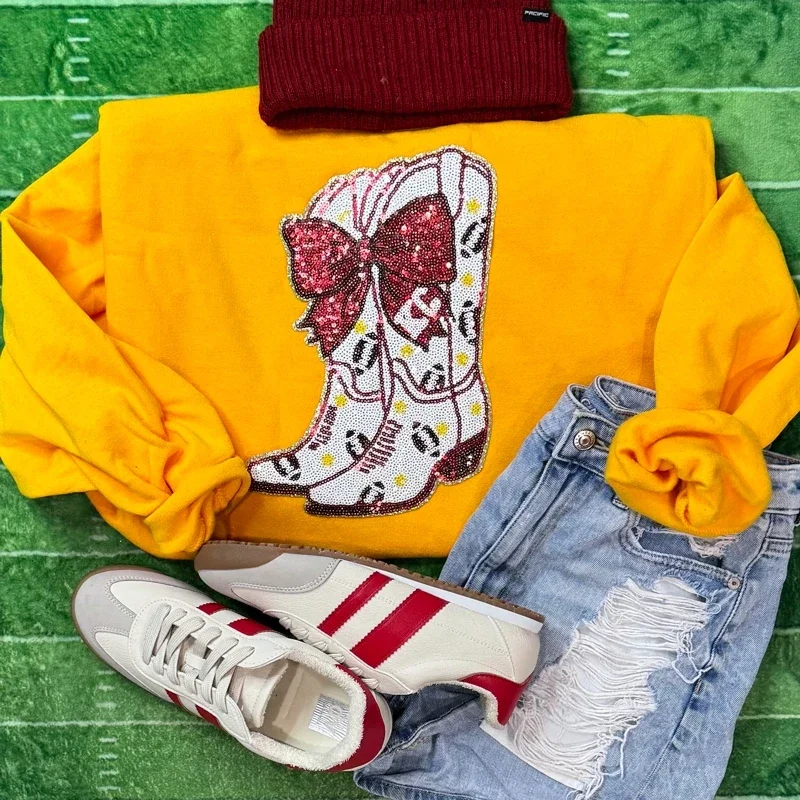 KC Cowgirl Sequin Boots Sweatshirt