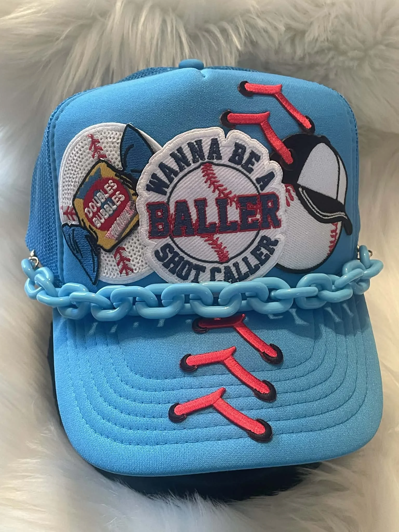 Wanna Be a Baller Shot Caller Neon Blue Otto Trucker