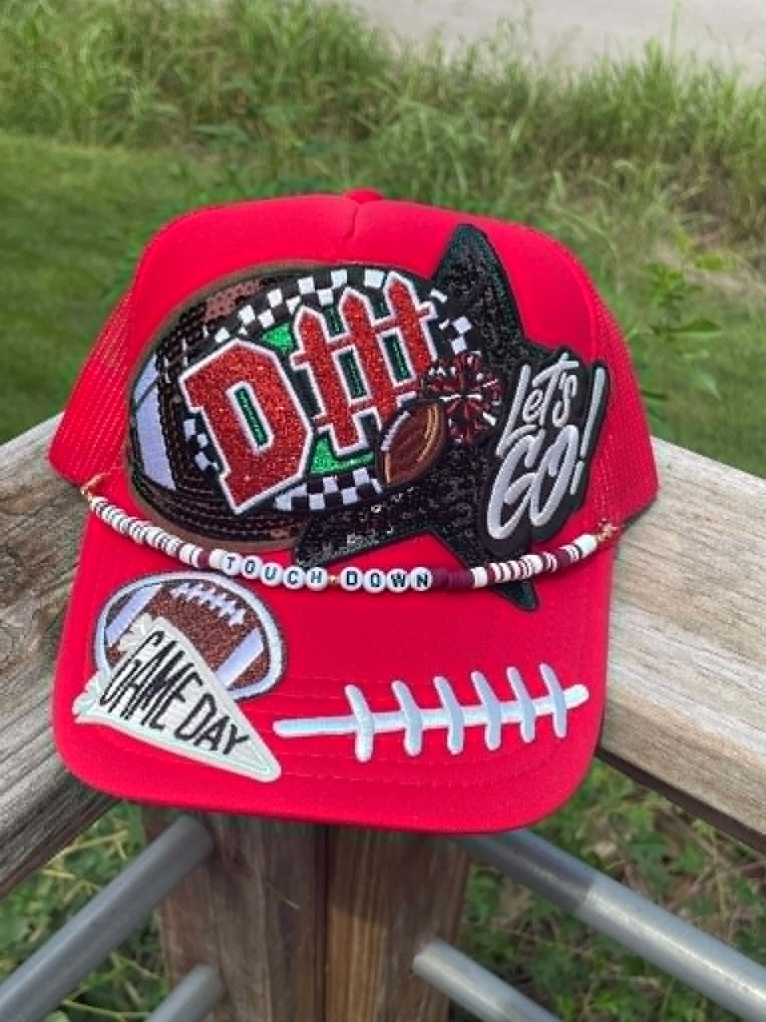 Red D-Fence Game Day Sequin Baseball Cap