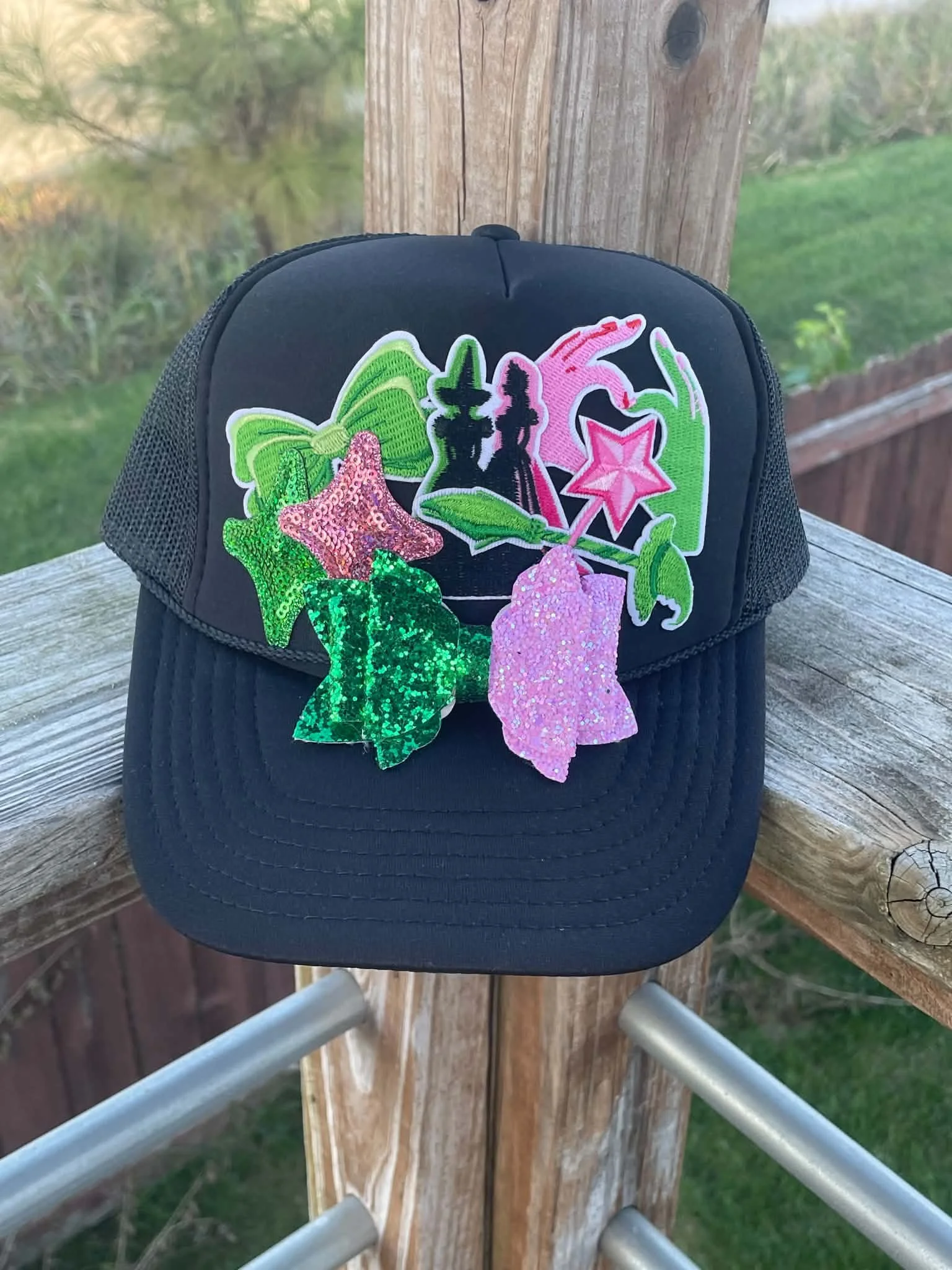 Wicked Glitter & Patch Embellished Trucker Hat