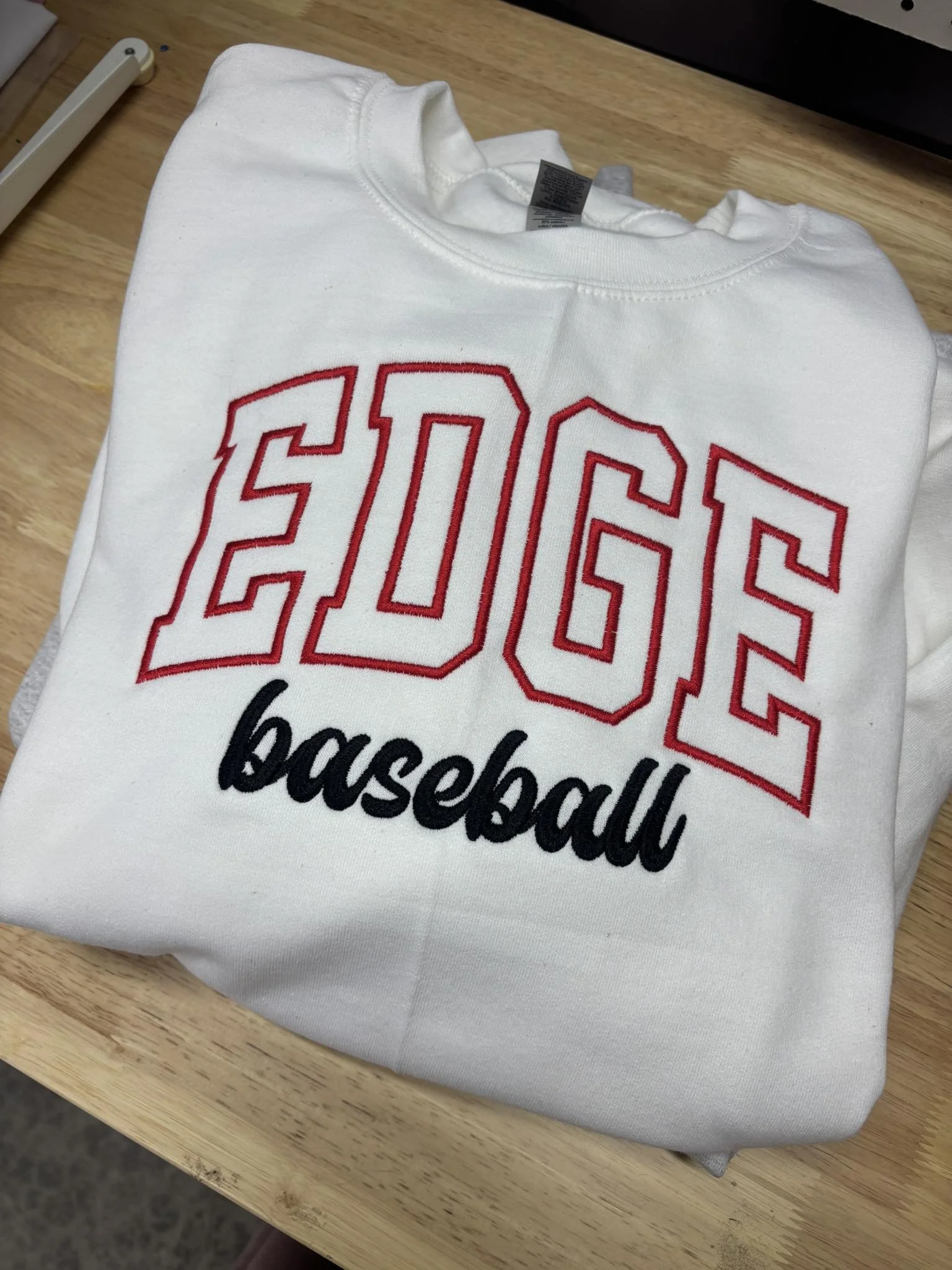 Edge Baseball Custom Embroidered Sweatshirt (with embroidered sleeve)