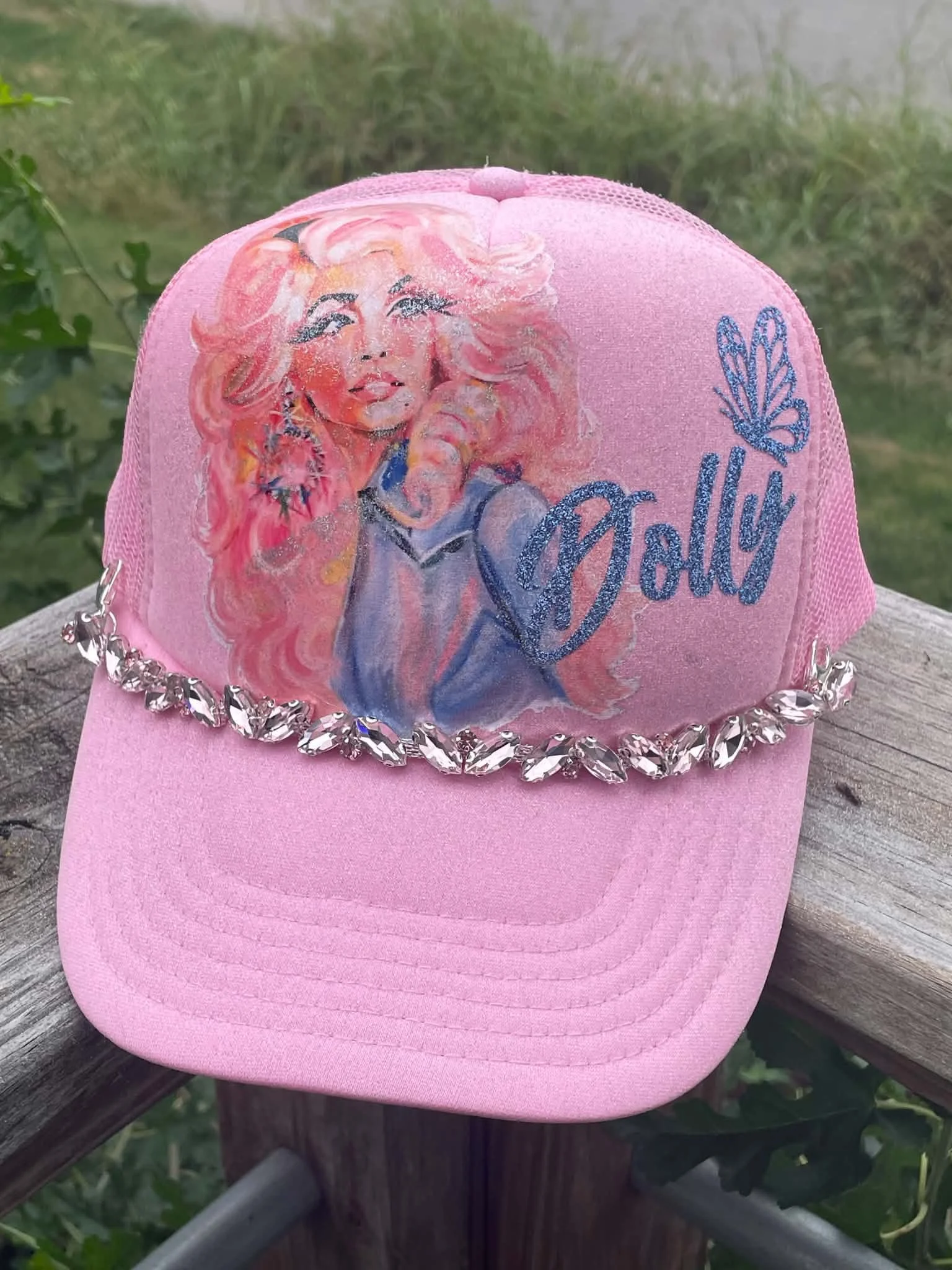 Glam Pink DTF Rhinestone Dolly Trucker
