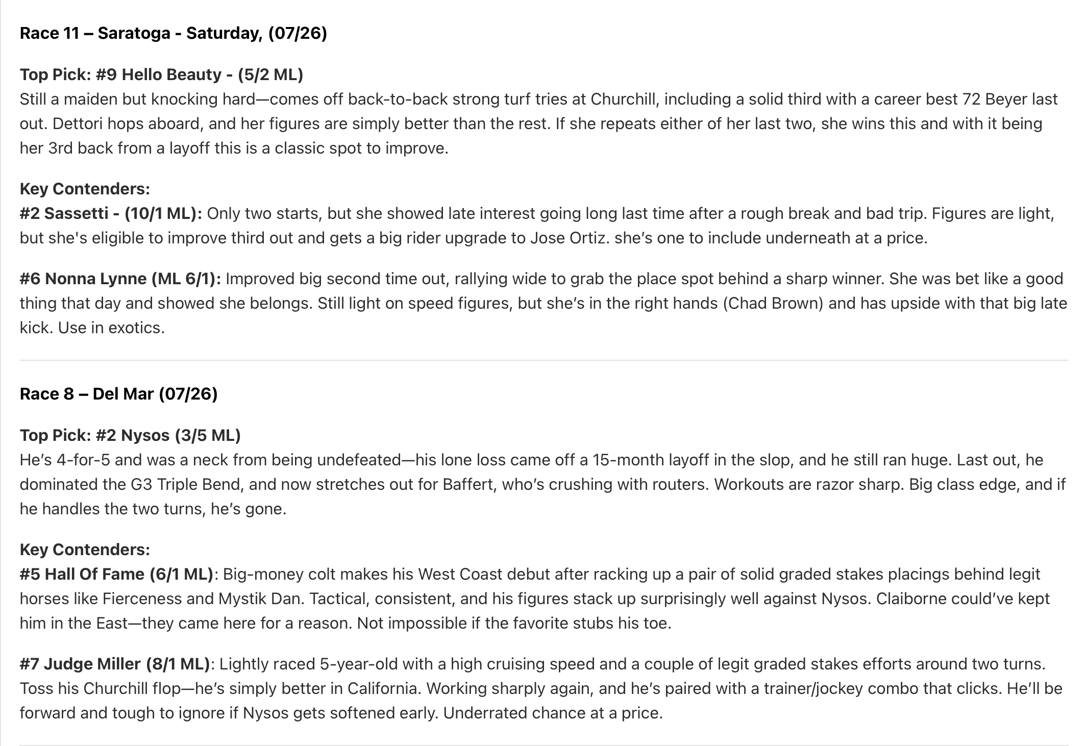 Jul 27, 2025 – 1–0 | +0.10 units