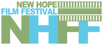 Logo for the New Hope Film Festival with green and blue text.