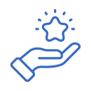 A hand holding a star with sparkles above it