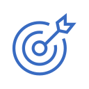 Blue target with an arrow hitting the bullseye