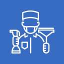 A person working with laboratory glassware and a test tube in a science lab