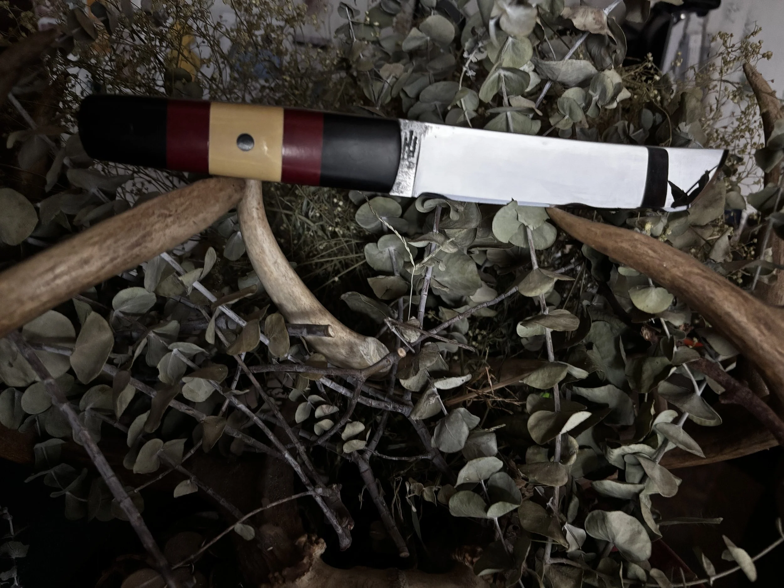 52100 Steel Tanto Knife with Patterned Paper Micarta Handle 2025