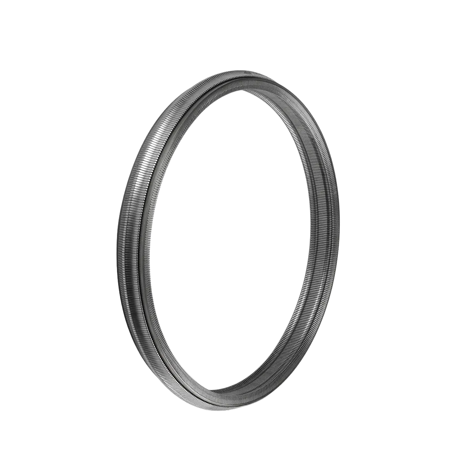 A round mirror with a detailed metallic frame, positioned against a black background.