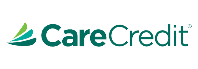 CareCredit logo with green and teal text and a leaf design on the left.