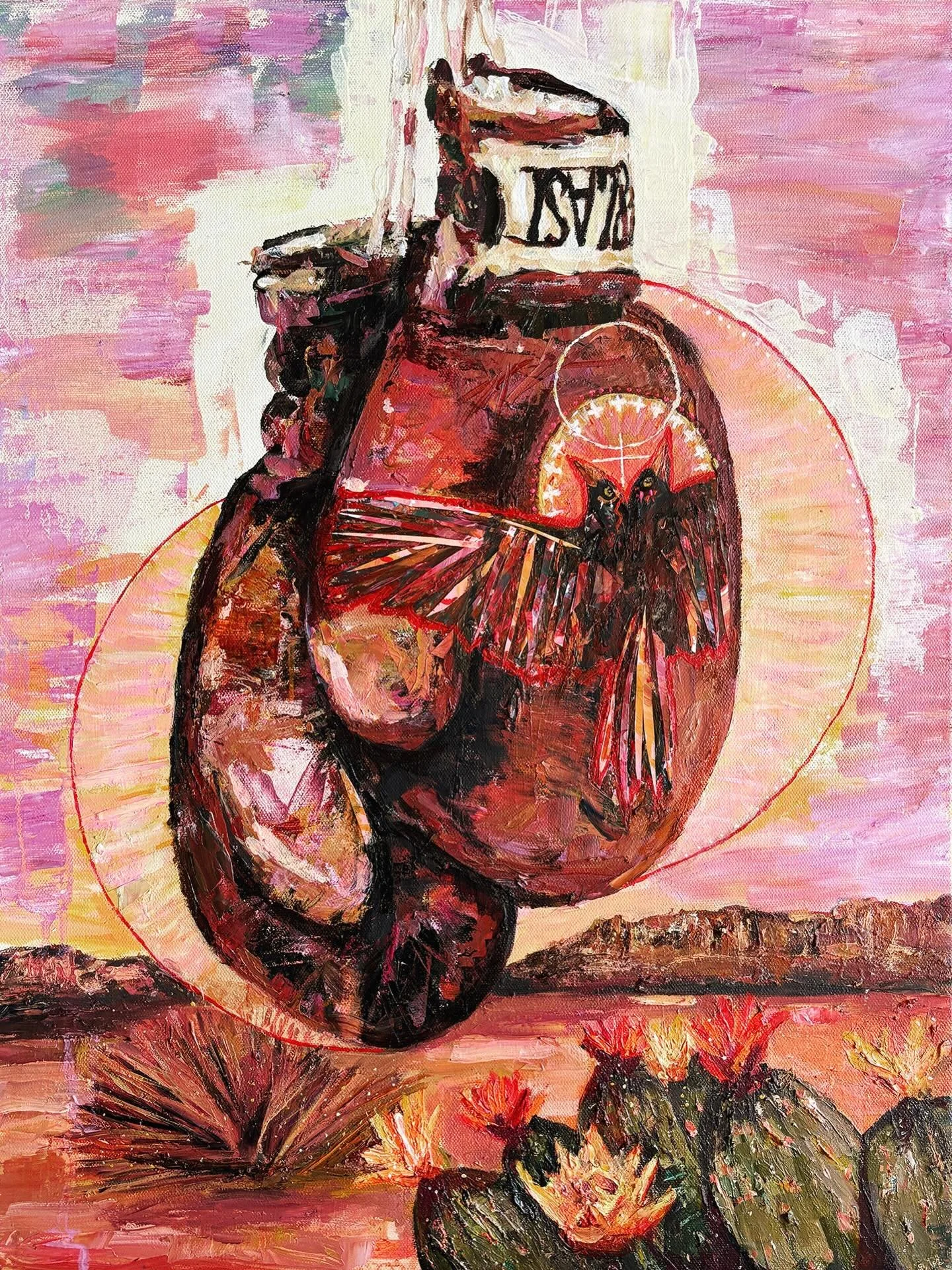 Fight or Flight. Oil and acrylic on canvas.📍SOLD.  #painter #eastaustinartist #womensrights #westtexas #boxing #oilpainting