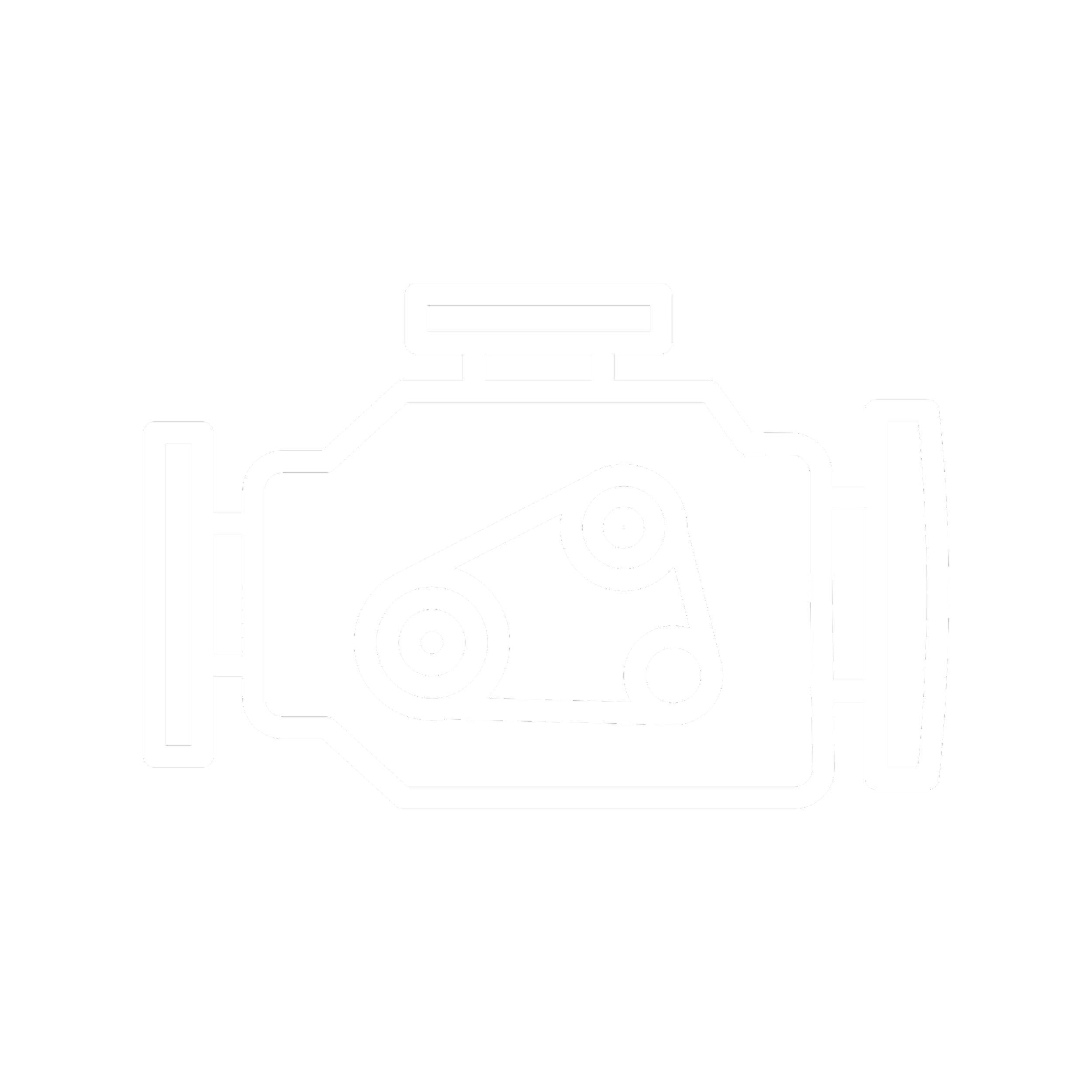 Line drawing of a helicopter with exposed engine components on a black background.