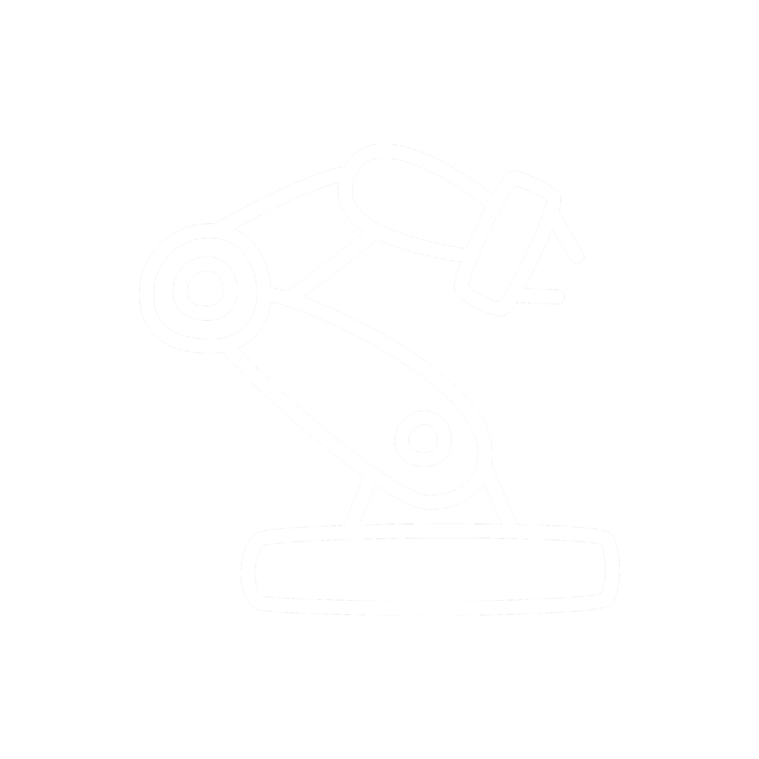 Line drawing of a robotic arm.