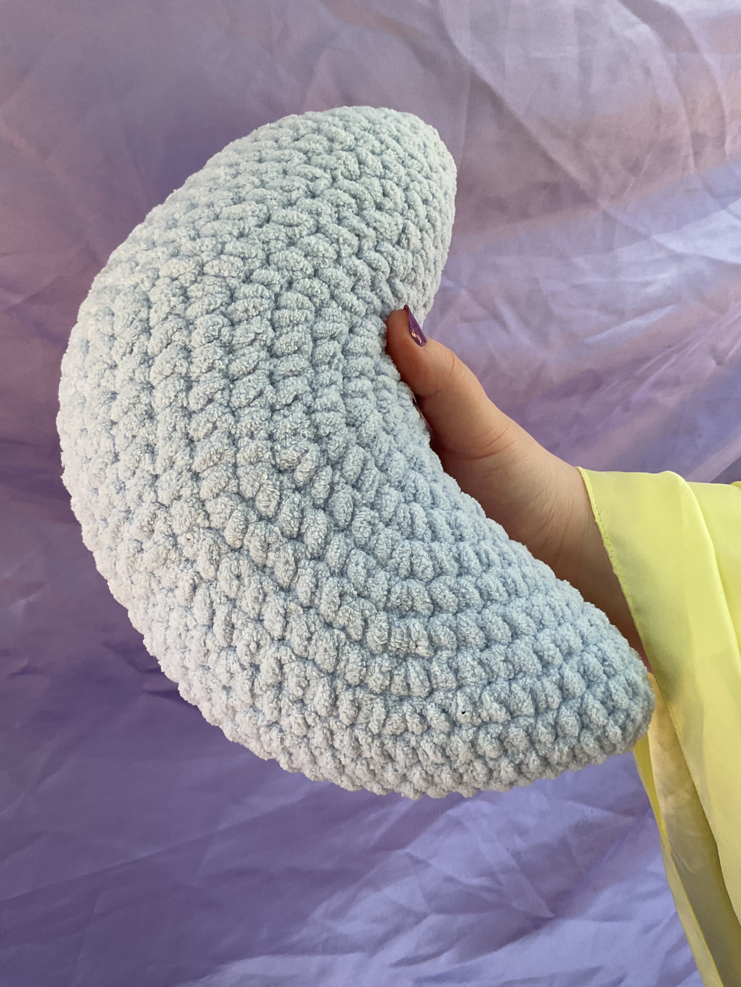 big baby blue crochet pillow