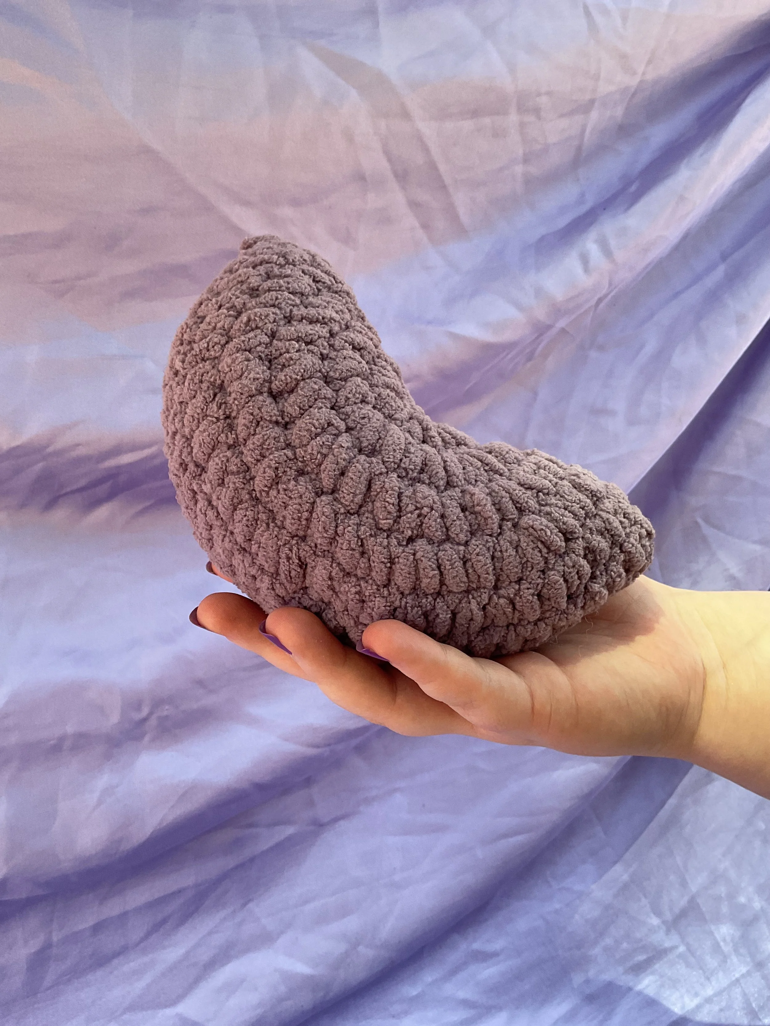 small purple crochet moon