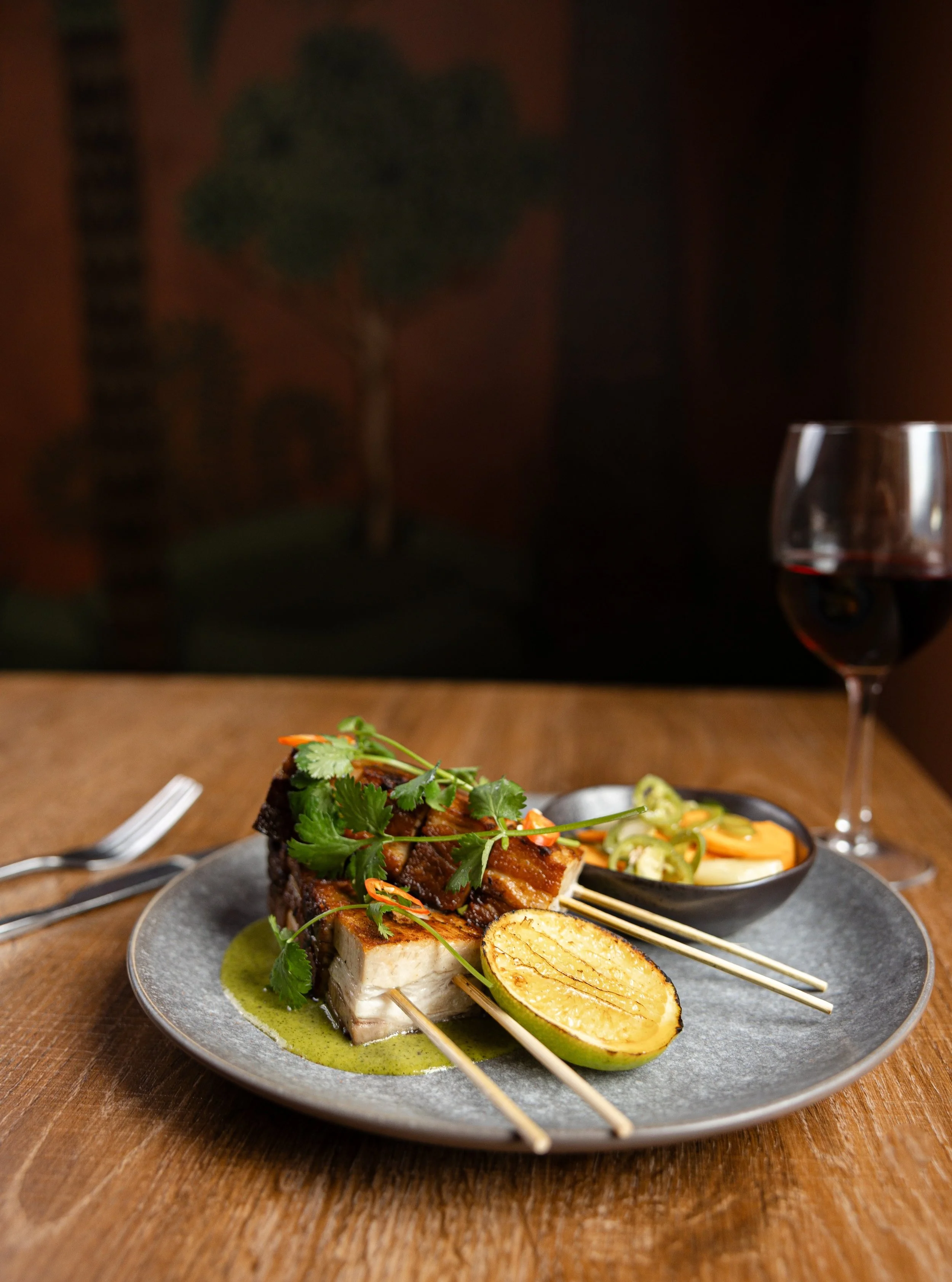 Charred Pork Belly Skewer, smoky and rich. 

So good you won&rsquo;t want to share. 

89 Prospect Road, Prospect. 

Bookings via the link in bio.